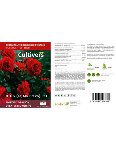 Abono Rosales líquido ecológico Cultivers 250 ml 2