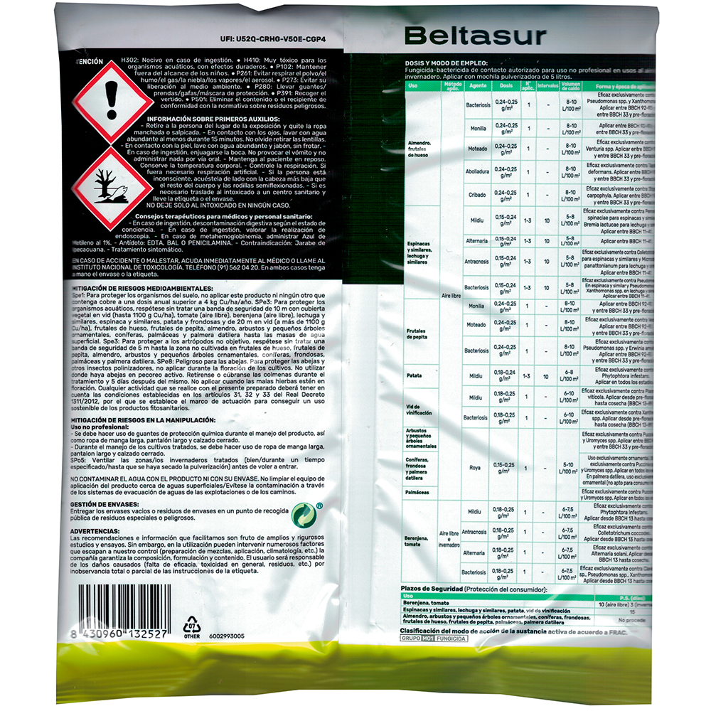 Fungicida ecológico Beltasur 500 (oxicloruro de cobre) 500g 2