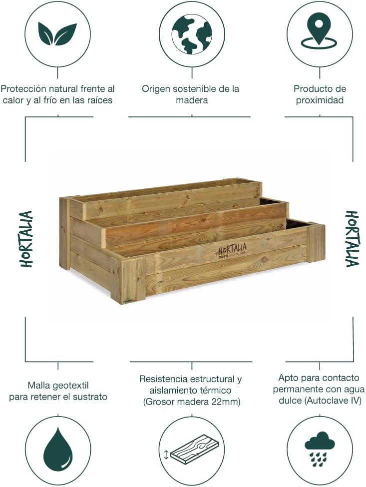 Cajón de cultivo Box Stairs 120 Hortalia 4