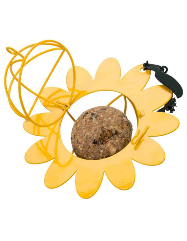 Comedero metálico Flor para bolas de sebo Amarillo