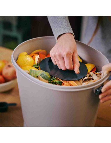 Cubo para compostaje Bokashi Orgánico Essential + base Gris