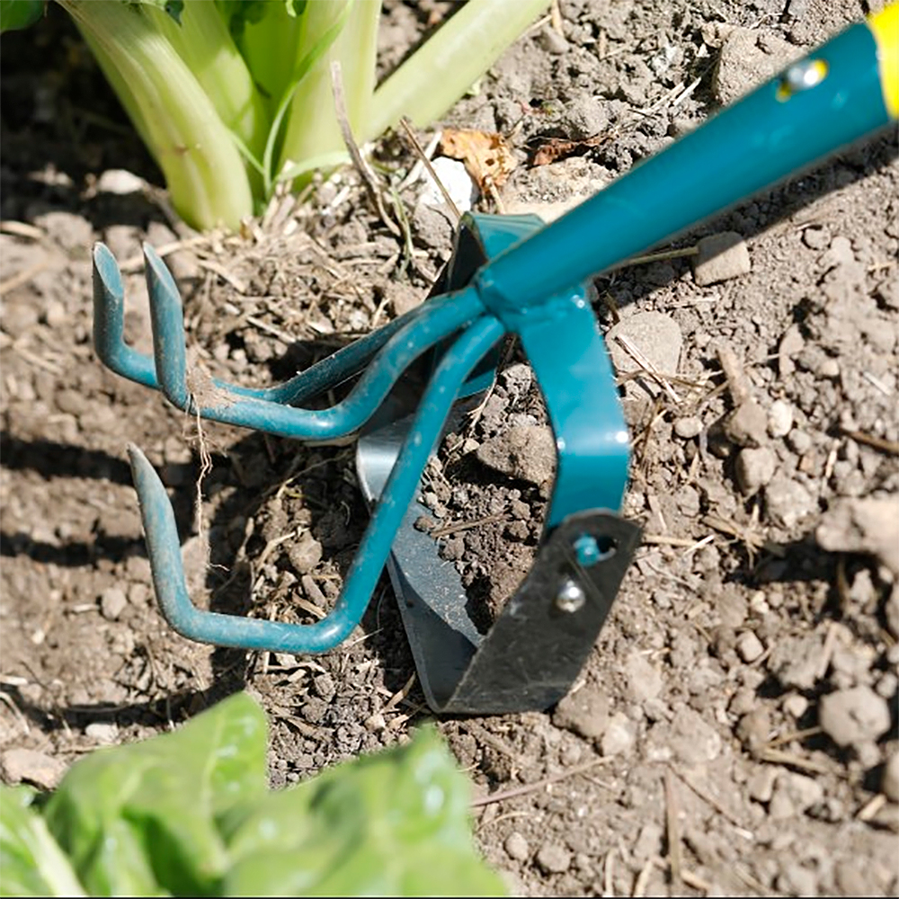 Cultivador 3 dientes + rascador oscilante con mango de madera de 150cm naturOvert Leborgne 2