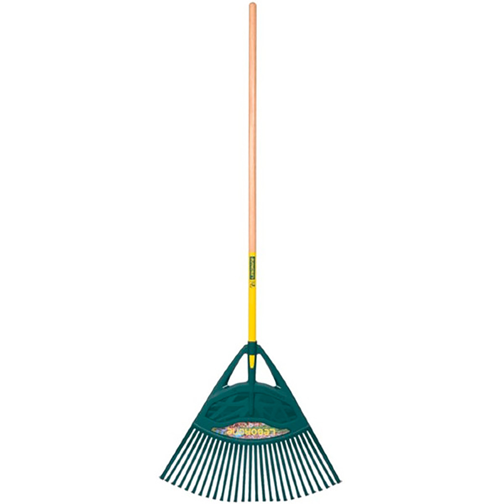 Escoba para césped XL Duopro con 27 dientes y mango de madera de 130cm naturOvert Leborgne 1