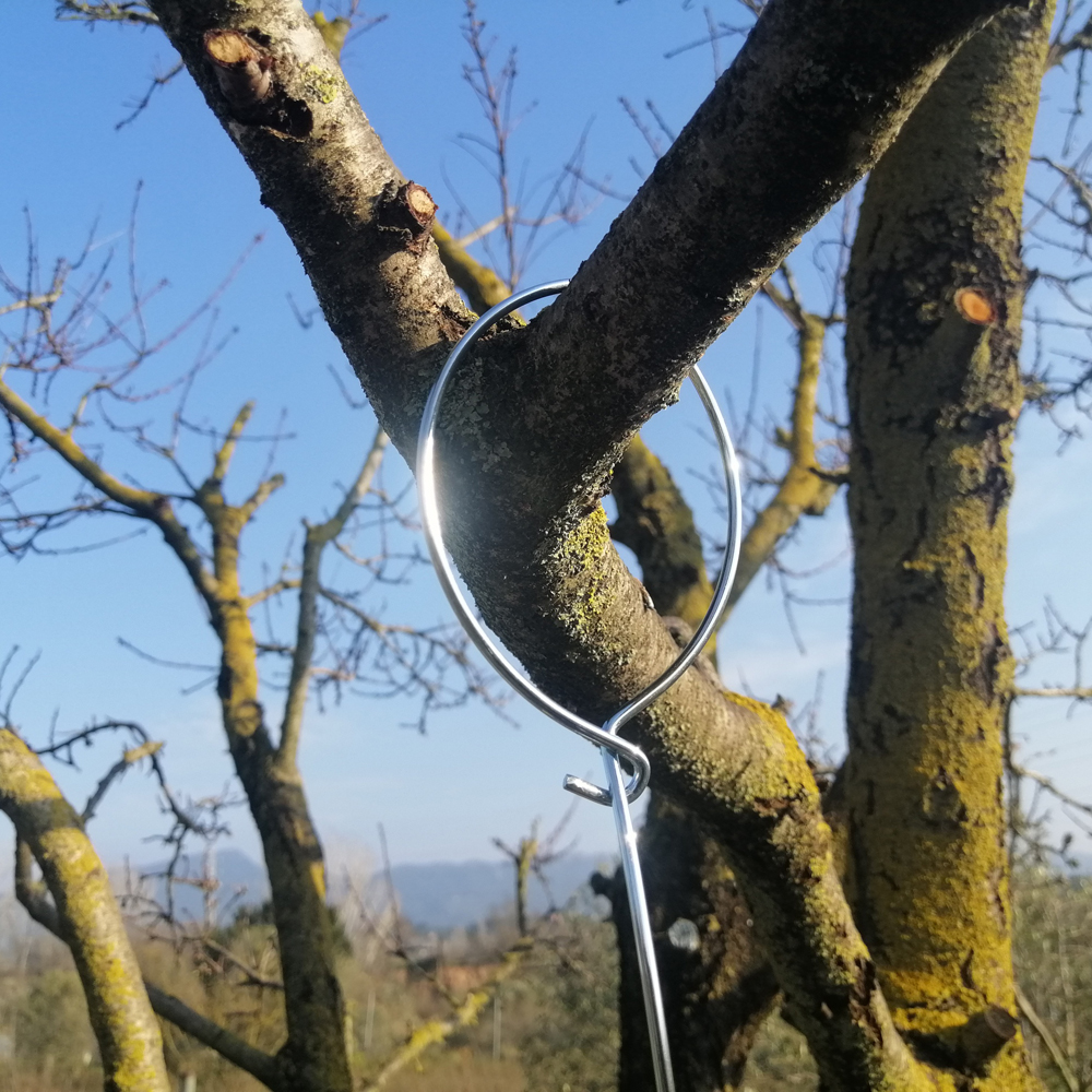 Gancho de acero cincado para colgar cajas nido y comederos