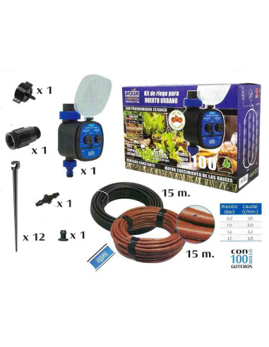 Kit de riego gota a gota para huerto urbano