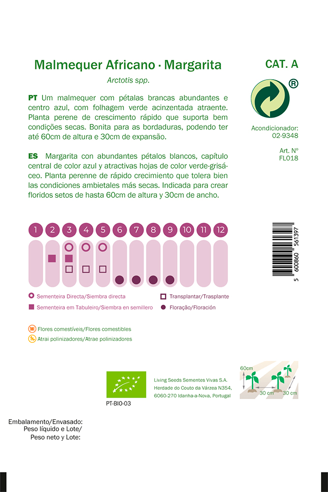Semillas ecológicas de Margarita Africana