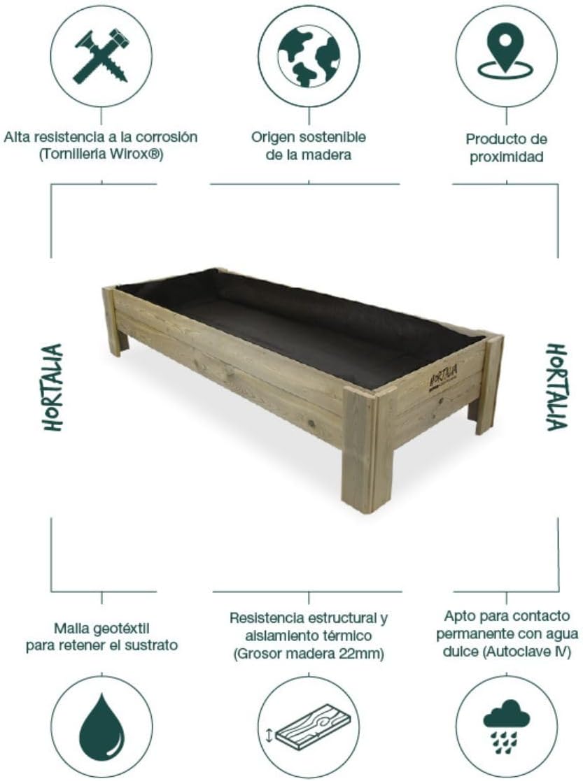 Mesas de cultivo Gardenbrico Hortalia XL40 altura 40cm (160x80x40) 3
