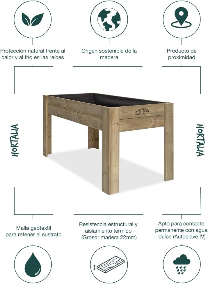 Mesa de cultivo Gardenbrico Hortalia XL80 altura 80cm (160x80x80) 4