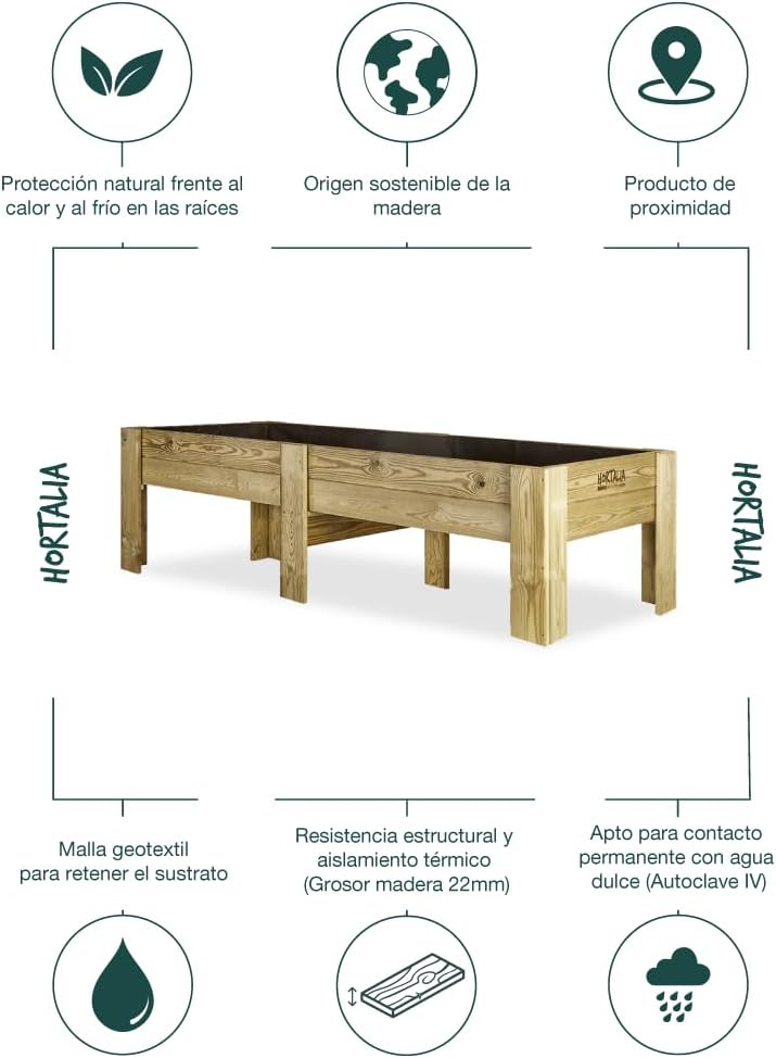 Mesas de cultivo Gardenbrico Hortalia XXL40 altura 40cm (200x80x40) 4