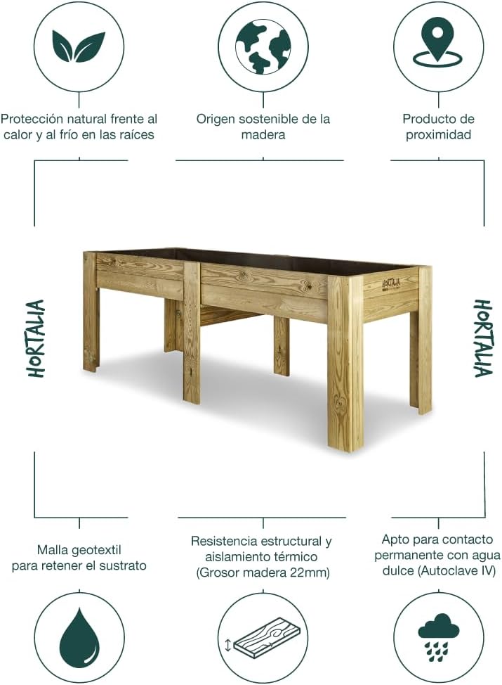 Mesa de cultivo Gardenbrico Hortalia XXL80 altura 80cm (200x80x80) 4