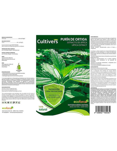 Purín de ortiga ecológico Cultivers 5 litros