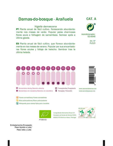 Semillas ecológicas de Arañuelas o Dama del Bosque