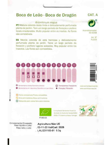 Semillas ecológicas de Boca de Dragón