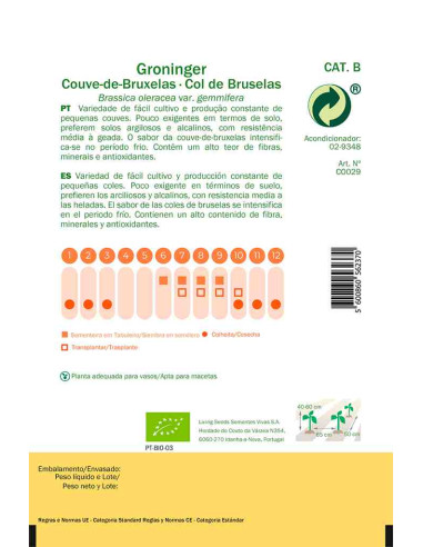 Semillas ecológicas de Col de Bruselas