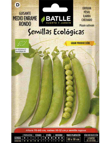 Semillas ecológicas de guisante medio enrame Rondo 500g