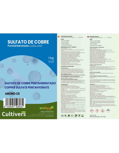 Sulfato de Cobre ecológico Cultivers 250g