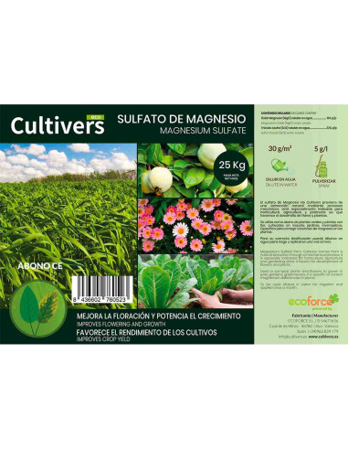 Sulfato de magnesio ecológico Cultivers 1,5kg