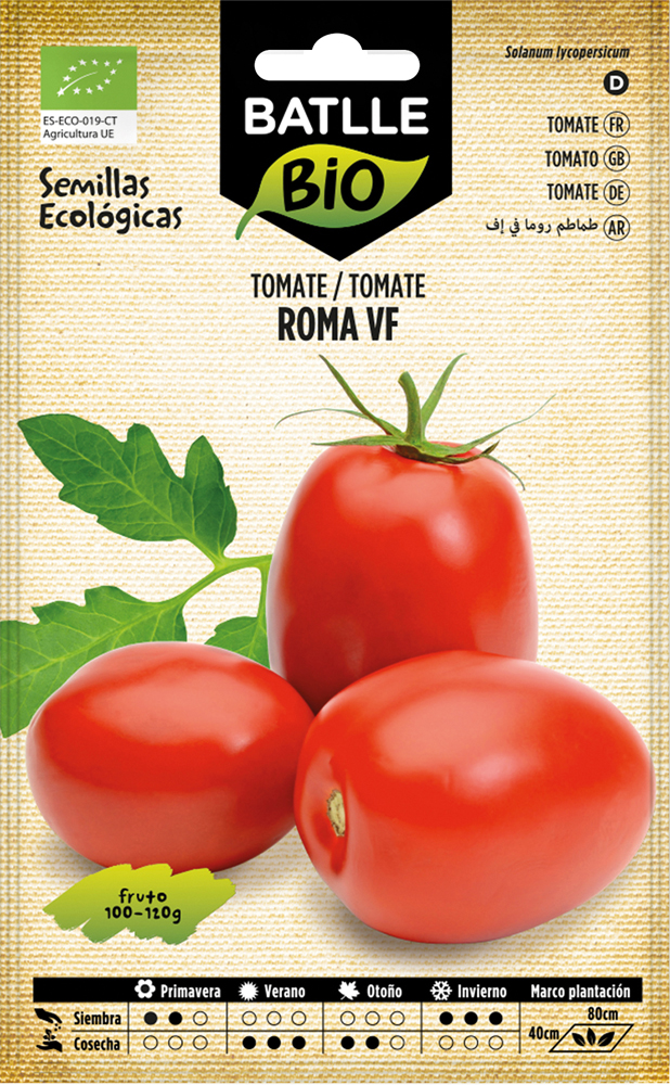 Semillas ecológicas de tomate pera Roma VF