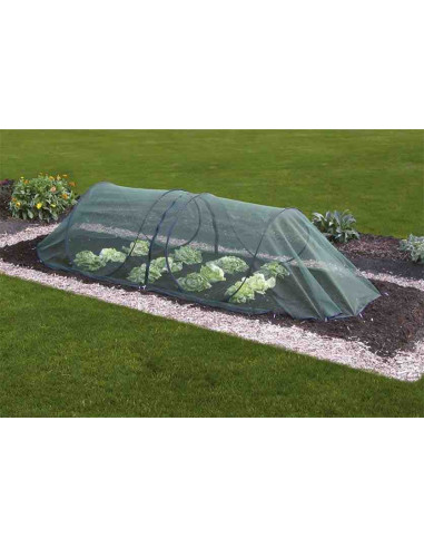Tunel de cultivo con malla anti insectos y pájaros