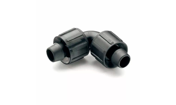 Codo para cinta de riego de 16mm con cierre roscado