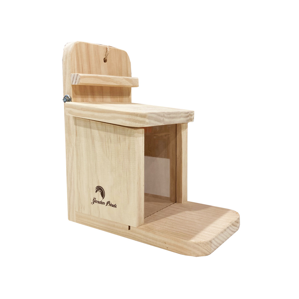 Comedero de madera para ardillas
