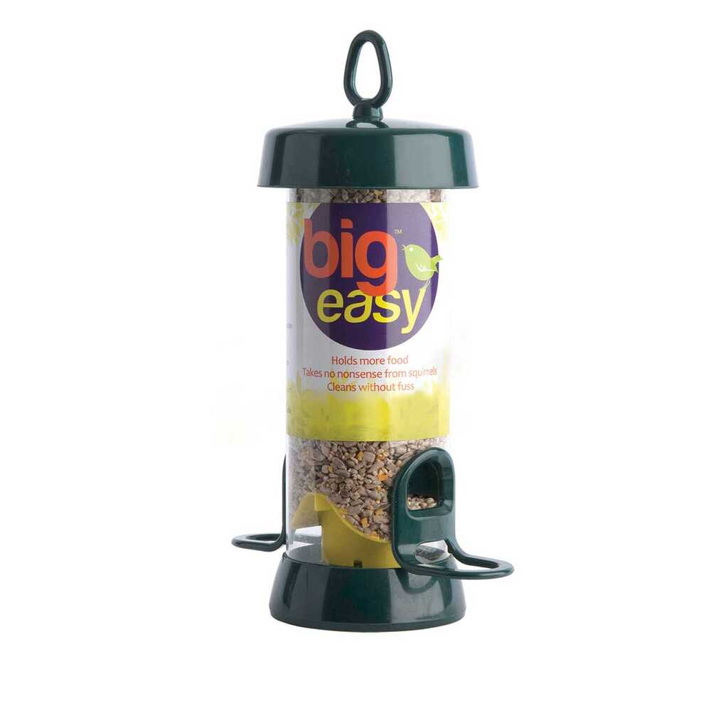 BE-S1G 'BIG EASY' Comedero tubular fabricado en roxresin para aves silvestres pequeño para mezcla de semillas de diámetro grande y desmontable