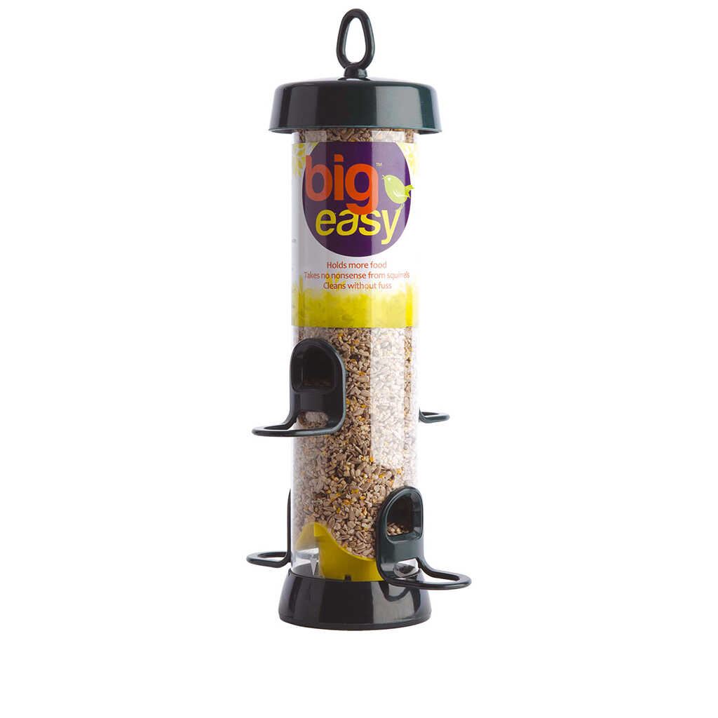 BE-S2G 'BIG EASY' Comedero tubular fabricado en roxresin para aves silvestres mediano para mezcla de semillas de diámetro grande y desmontable