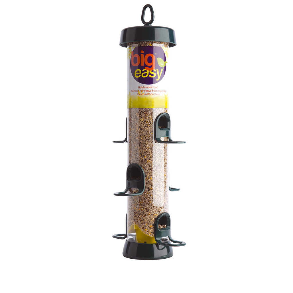 BE-S3G 'BIG EASY' Comedero tubular fabricado en roxresin para aves silvestres grande para mezcla de semillas de diámetro grande y desmontable