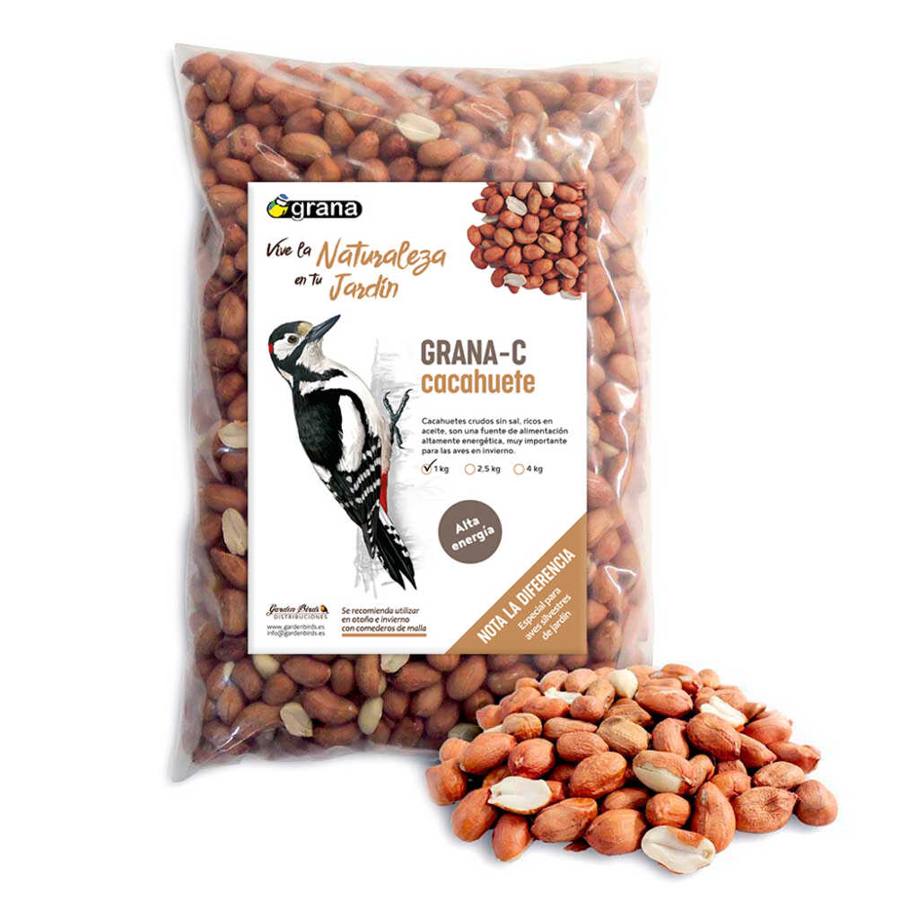 GRANA-C Bolsa de cacahuete crudo sin sal. Alimento para aves silvestres 15 kg