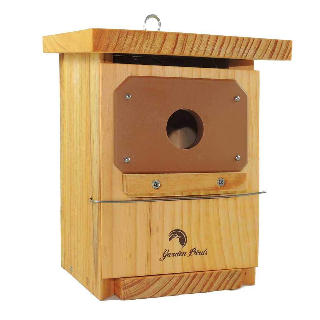 Caja nido de madera para páridos tratada y con protección antipícidos