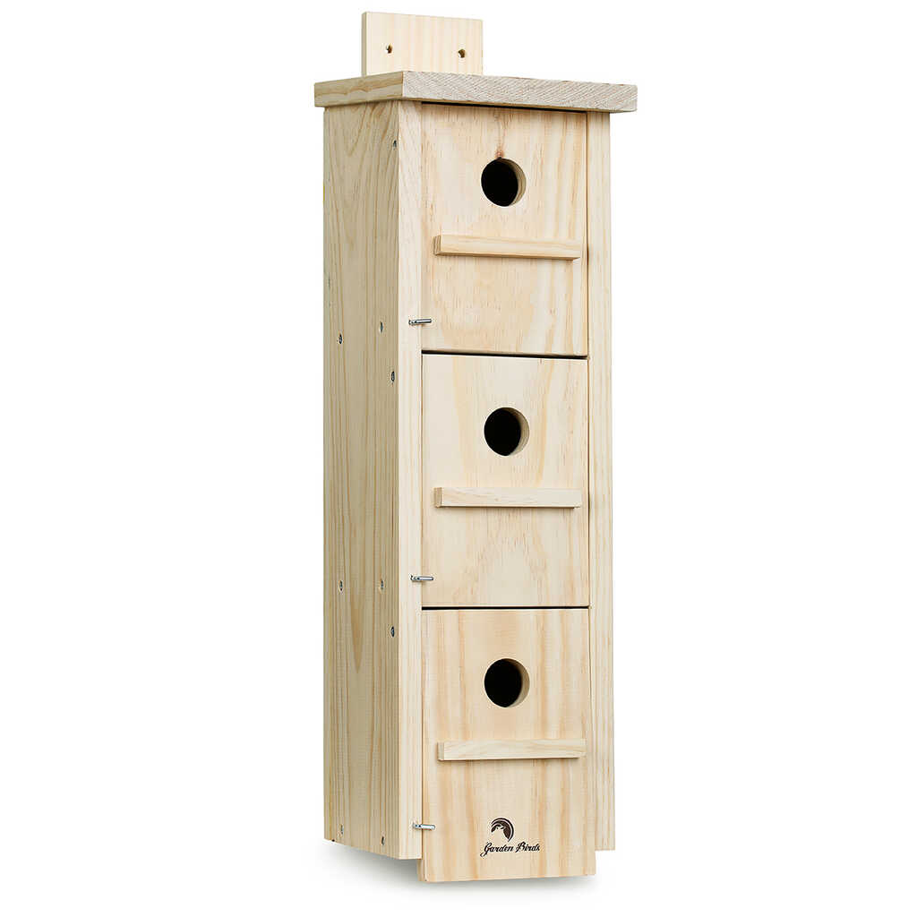 Caja nido de madera triple para colonia de gorriones