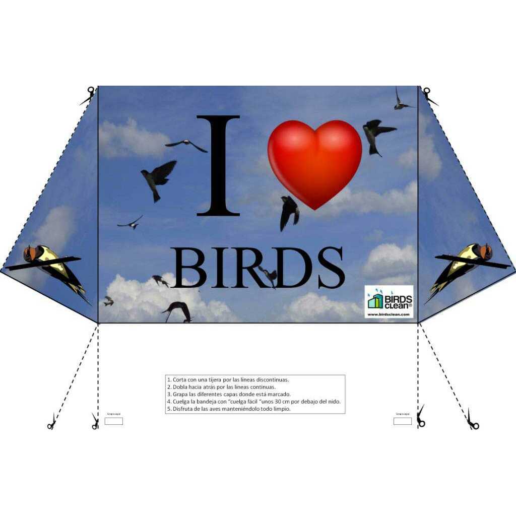 Recogedor de excrementos de golondrinas modelo I love birds                                                                                           