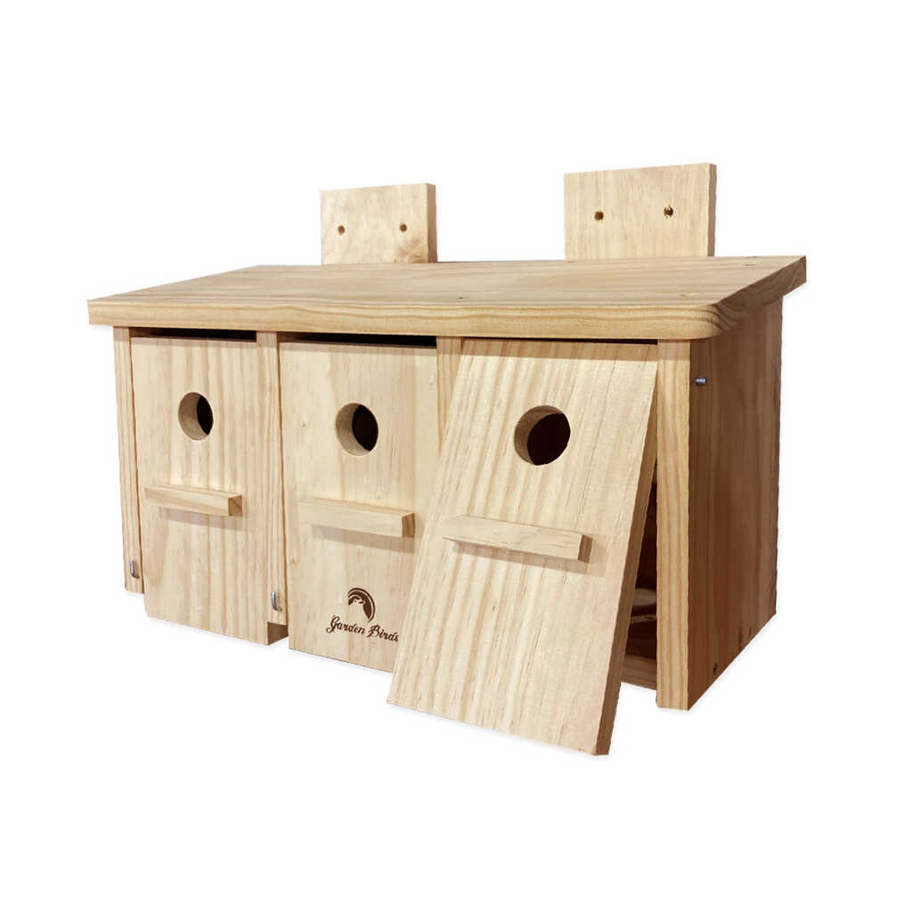Caja nido de madera horizontal para gorrión común y molinero_1