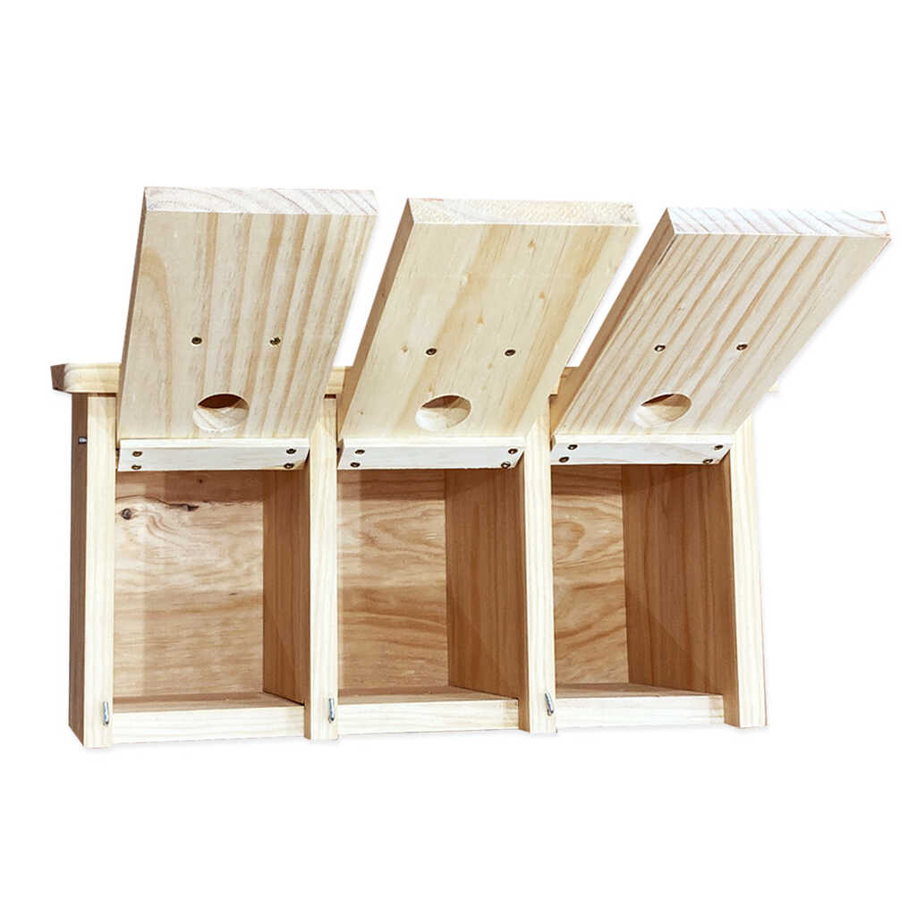 Caja nido de madera horizontal para gorrión común y molinero 4