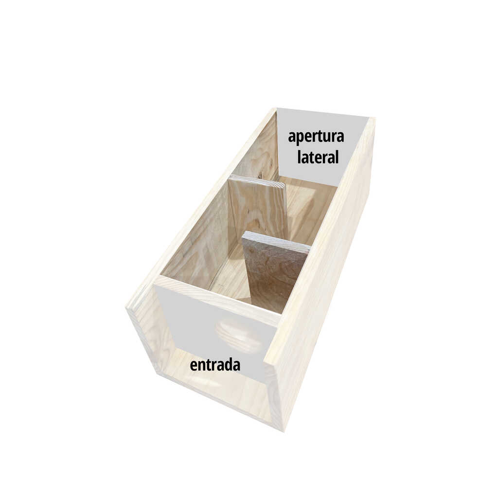 Caja nido horizontal para mochuelo con apertura trasera 4