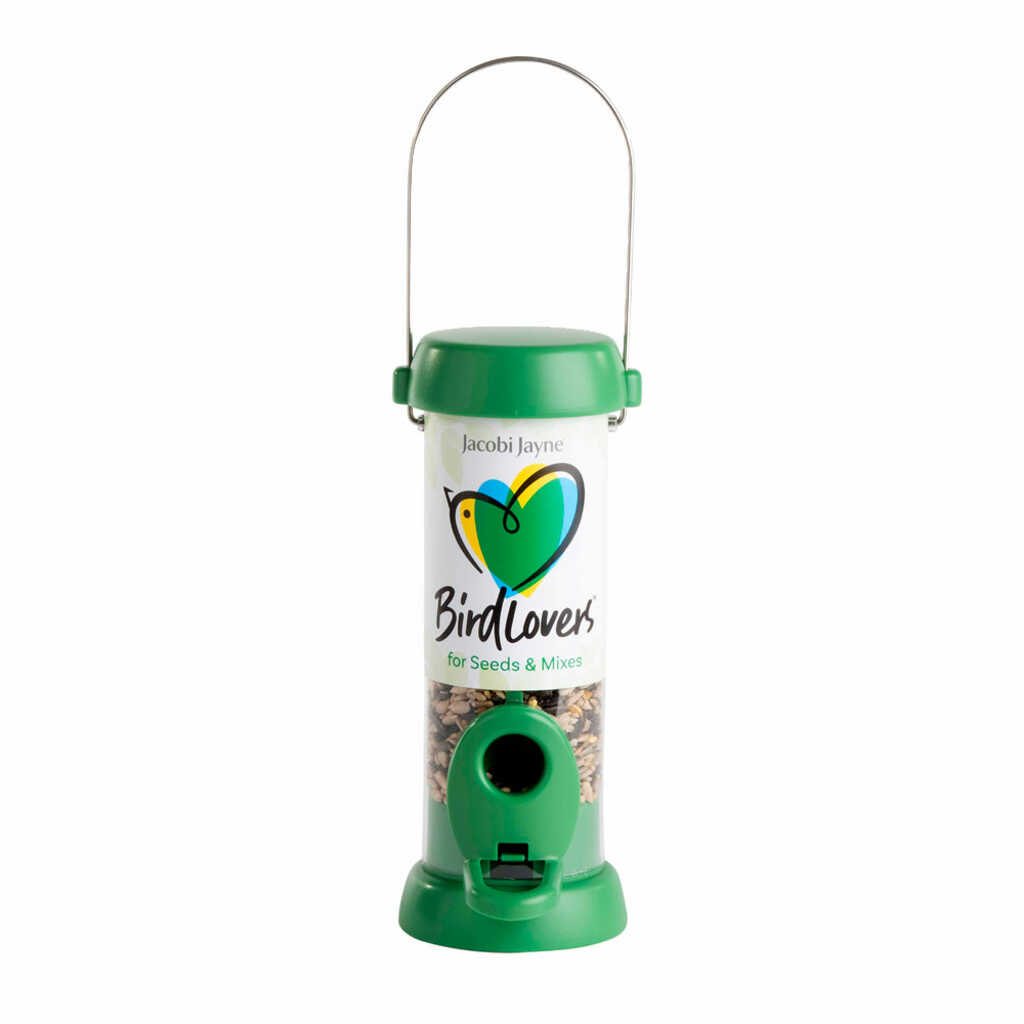 BL2-S1G "BIRD LOVERS" Comedero tubular para aves silvestres pequeño para mezcla de semillas fácil de limpiar
