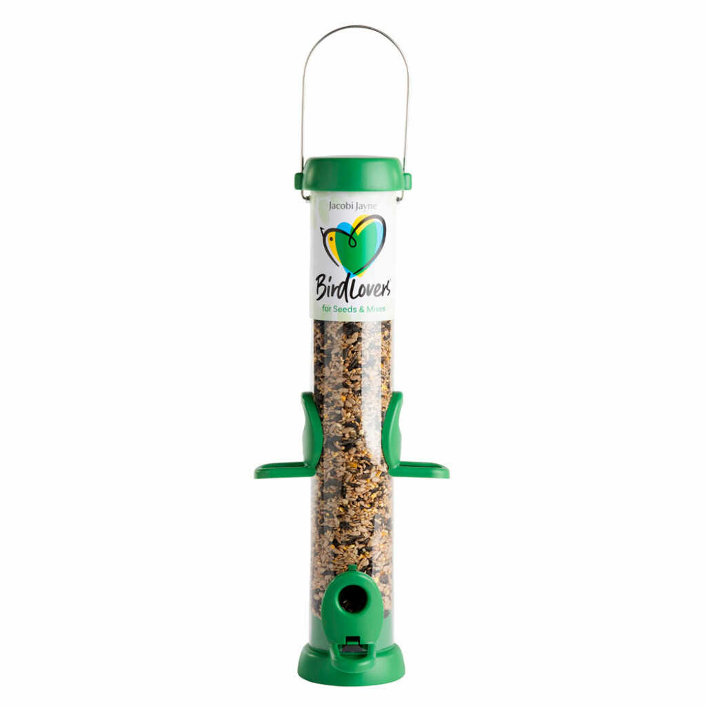 BL2-S2G "BIRD LOVERS" Comedero tubular para aves silvestres mediano para mezcla de semillas fácil de limpiar