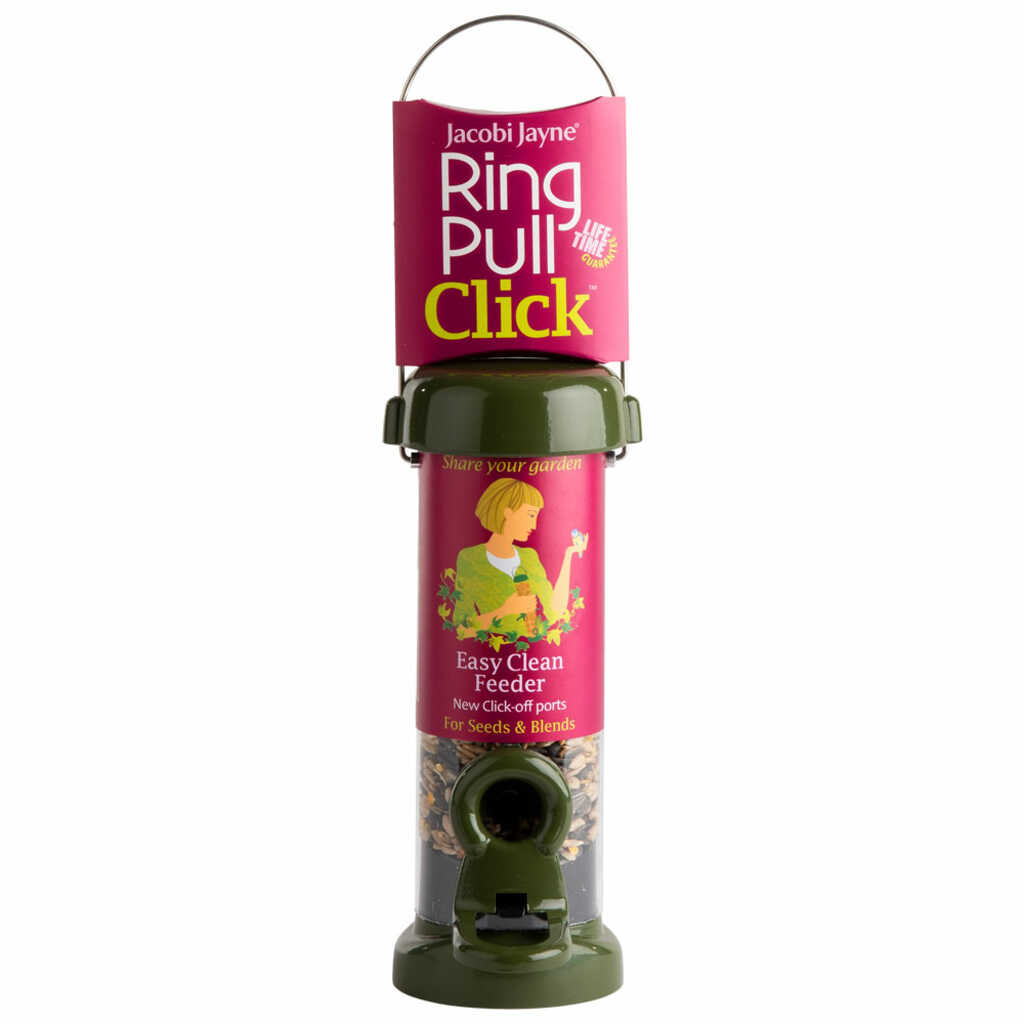 RP3-S1G 'RING PULL CLICK' Comedero tubular para aves silvstres pequeño para mezcla de semillas fácil de limpiar