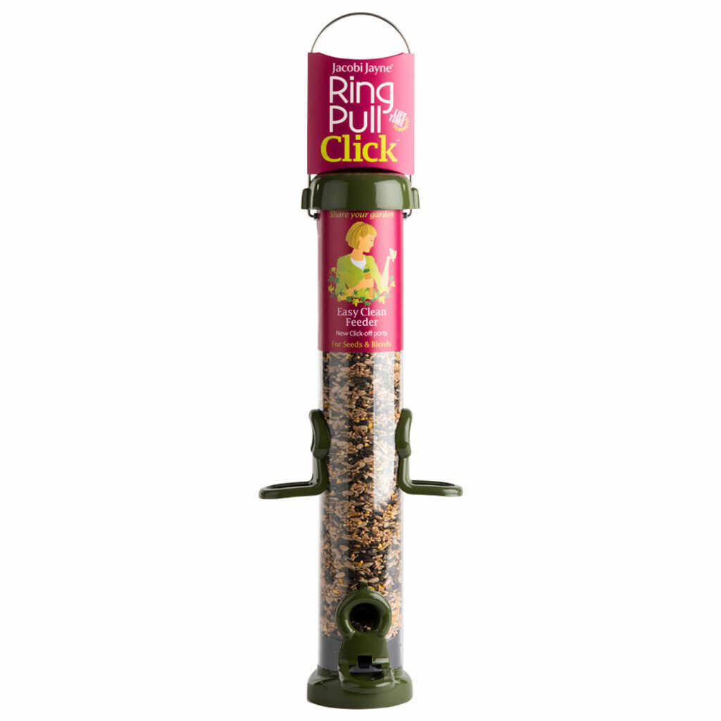 RP3-S2G 'RING PULL CLICK' Comedero tubular para aves silvestres mediano para mezcla de semillas fácil de limpiar