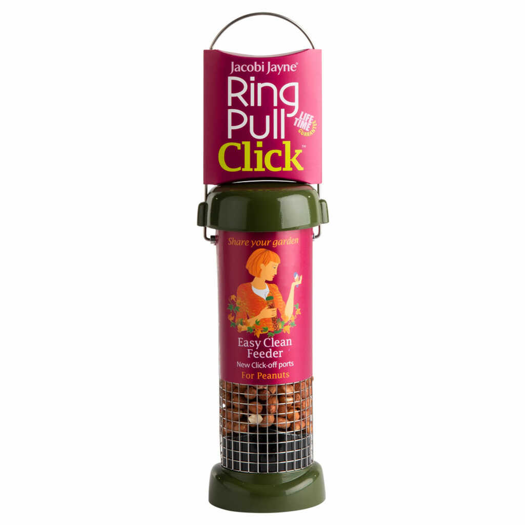 RP3-P1G 'RING PULL CLICK' Comedero tubular para aves silvestres pequeño para cacahuete fácil de limpiar
