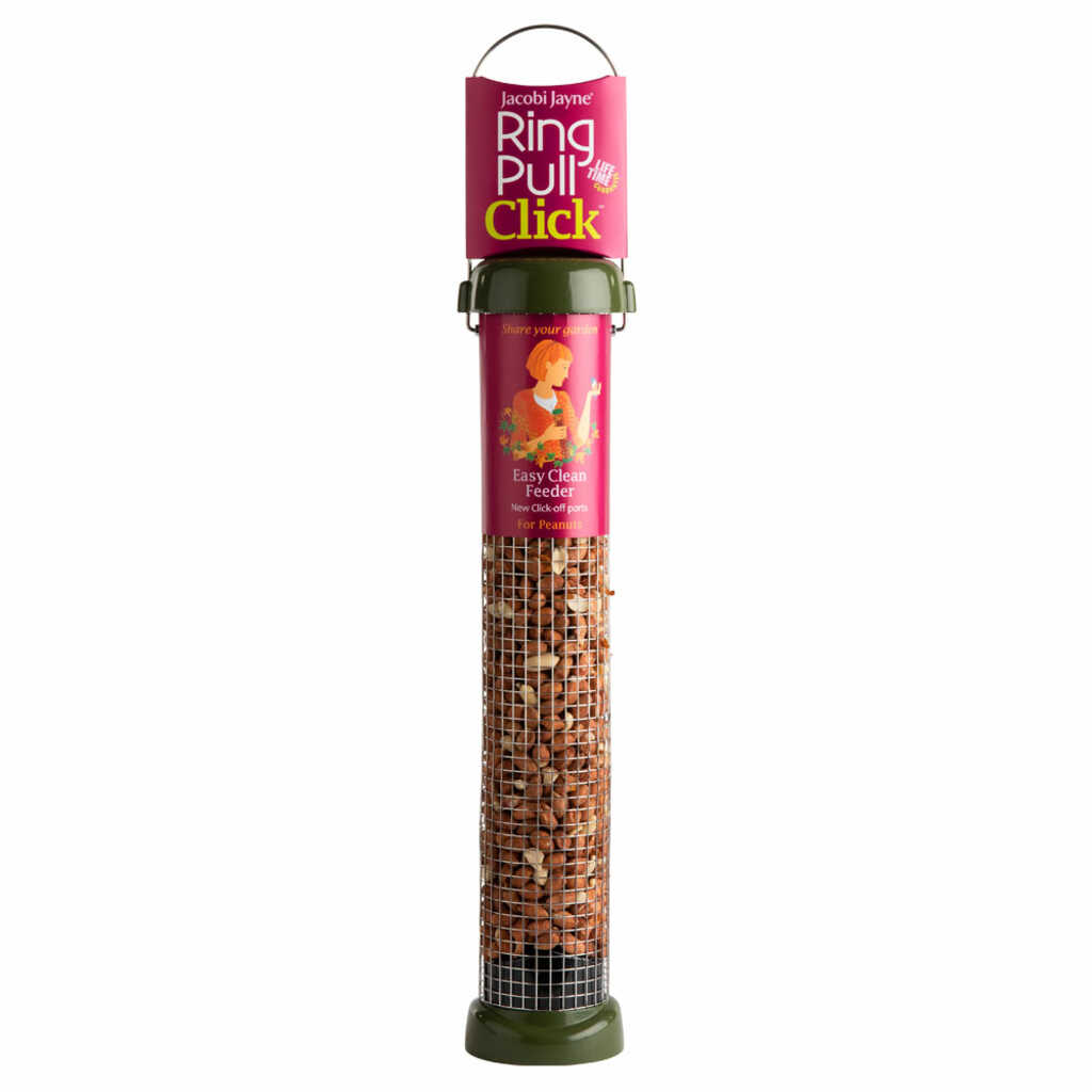 RP3-P2G 'RING PULL CLICK' Comedero tubular para aves silvestres mediano para cacahuete fácil de limpiar