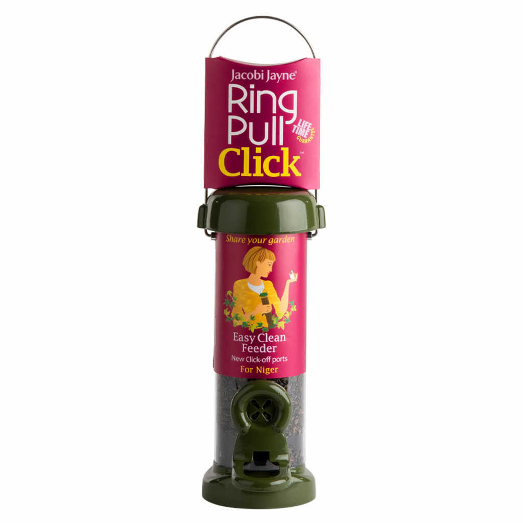 RP3-N1G 'RING PULL CLICK' Comedero tubular para aves silvestres pequeño para negrillo fácil de limpiar