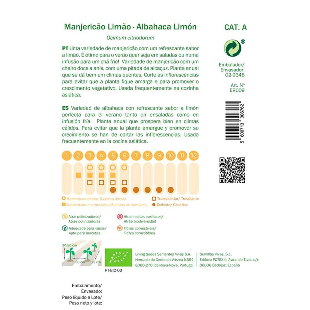 Semillas ecológicas de Albahaca Limón_1
