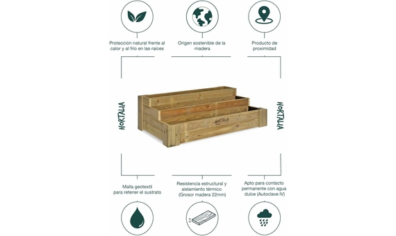 Cajón de cultivo Box Stairs 120 Hortalia 4
