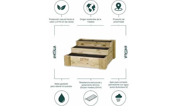 Cajón de cultivo Box Stairs 80 Hortalia 4