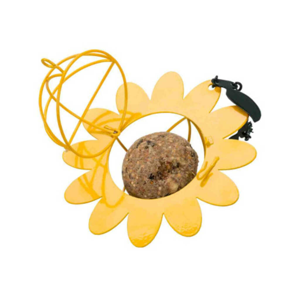 Comedero metálico Flor para bolas de sebo Amarillo_1