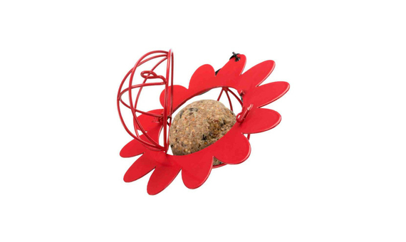 Comedero metálico Flor para bolas de sebo Amarillo 4