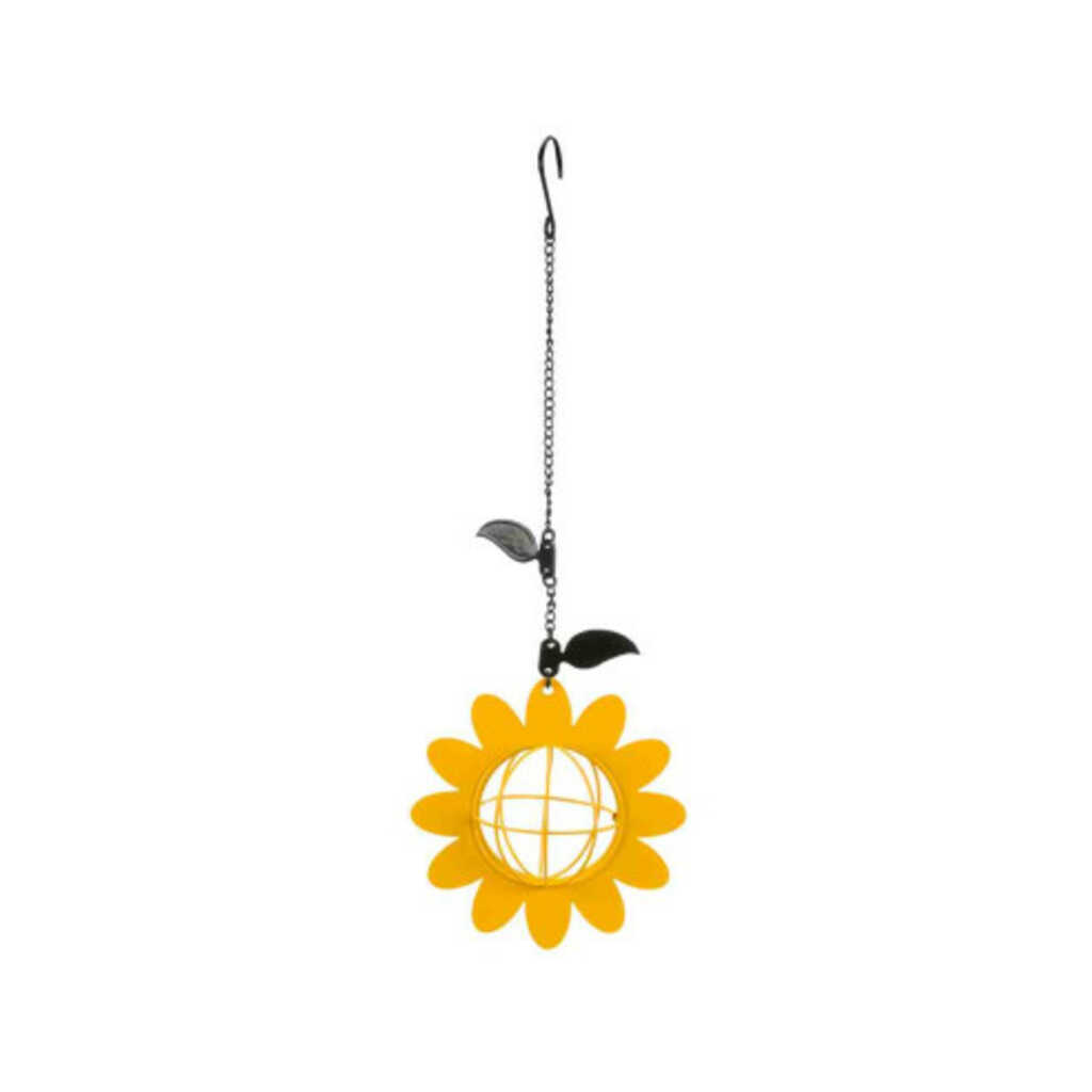 Comedero metálico Flor para bolas de sebo Amarillo