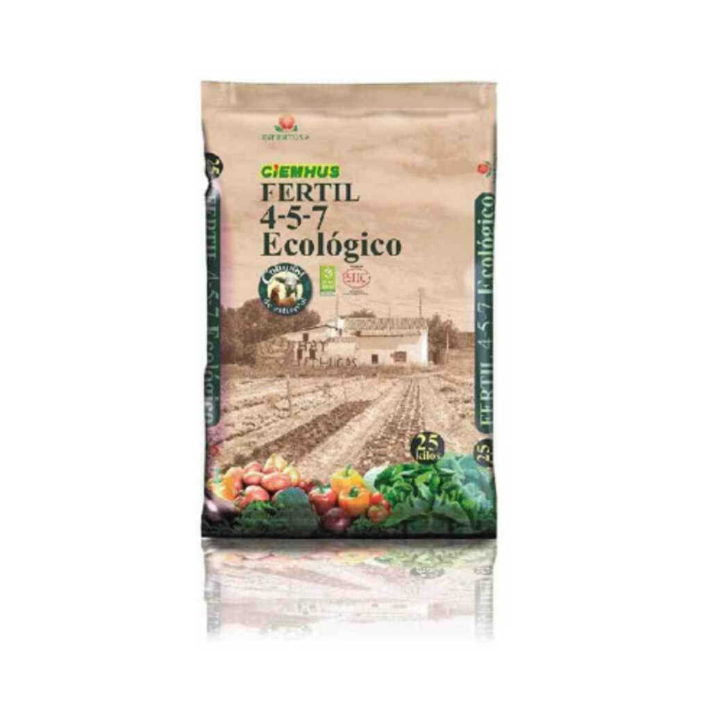 Fertilizante ecológico Ciemhus Fertil 4-5-7 en pellet 25kg (de oveja, gallinaza y compost vegetal)