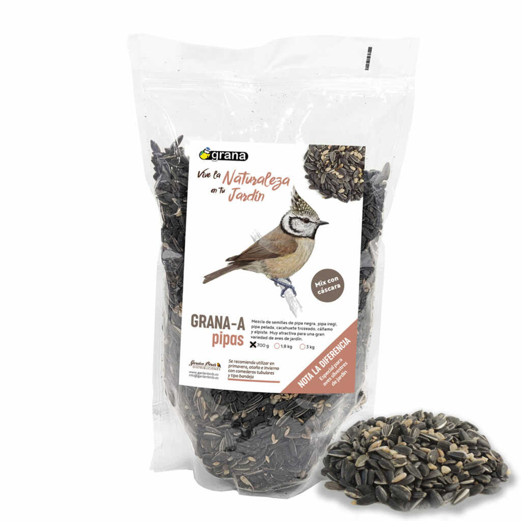 GRANA-A Bolsa de mezcla de semillas con pipa con cáscara. Alimento para aves silvestres 700 g